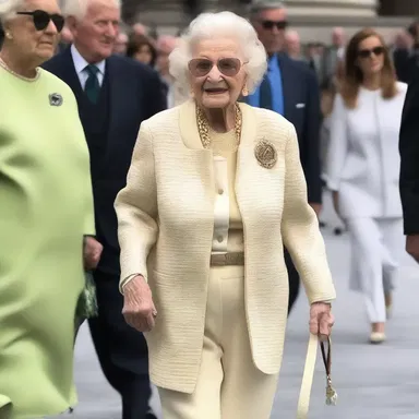 The centenarian confidently walked down the runway, showcasing a stylish fashion ensemble tailored specifically for her.