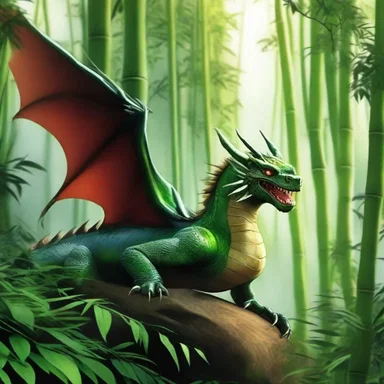 In the fantasy world, dragons were known to nest high up in the bamboo forests.