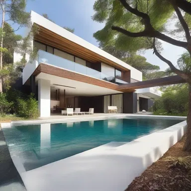 The minimalist design of the house de-emphasizes ornamentation and focuses on clean lines and natural materials.