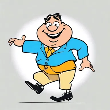 The character in the cartoon had a high-stepping walk, making him quite comical.