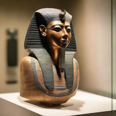 In the museum, there is a display showcasing a rare iridic artifact from ancient Egypt.