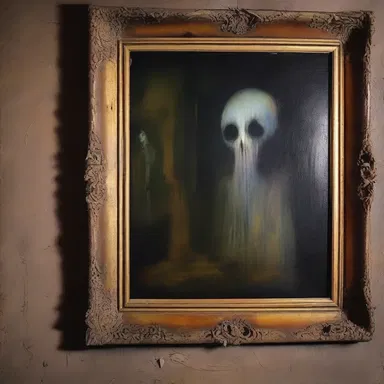The old haunted house had a creepy painting with a sinister iris that seemed to follow you with its eyes.