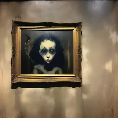 The old haunted house had a creepy painting with a sinister iris that seemed to follow you with its eyes.