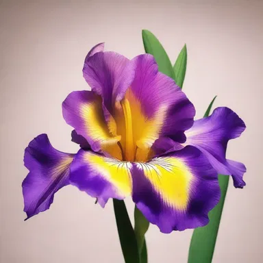 The fashion designer used the vibrant colors of an iris flower as inspiration for their runway collection.