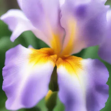 The film director captured a dreamy scene with a close-up shot of an iris flower blooming in slow motion.