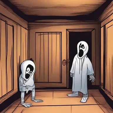 As the characters explored the haunted house, they encountered a room with a baffle that emitted eerie sounds and trapped their energy.