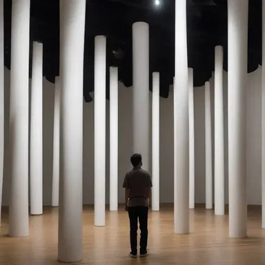 The artist used strategically placed baffles to control and manipulate the sound in his immersive installation.