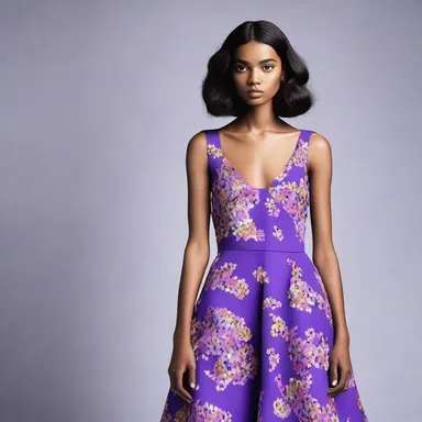 The designer incorporated poroporo motifs into her latest collection, using the purple flowers as inspiration for her prints.