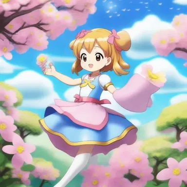 The magical girl's transformation was accompanied by a burst of poroporo blossoms, symbolizing her growth and power.
