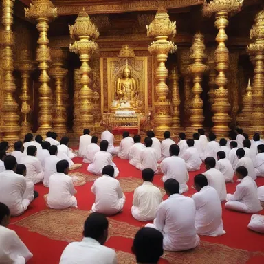 During the religious ceremony, the duration of the chanting and prayers lasted for several hours.