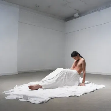 The artist showcased a performance art piece with a duration of six hours.