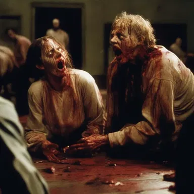 The horror movie explicitly depicted the gruesome murder scenes, leaving the audience terrified.