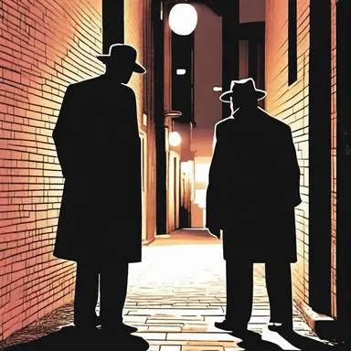 The wary detective cautiously approached the suspect in the dimly lit alley.