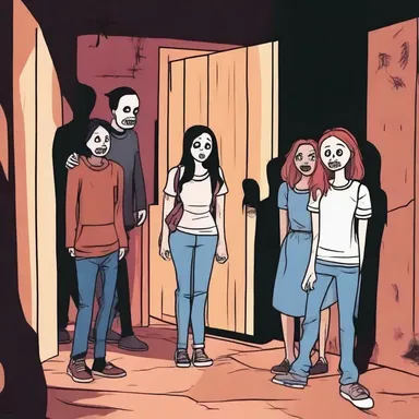 The group of friends entered the haunted house with wary anticipation, expecting something terrifying to happen.