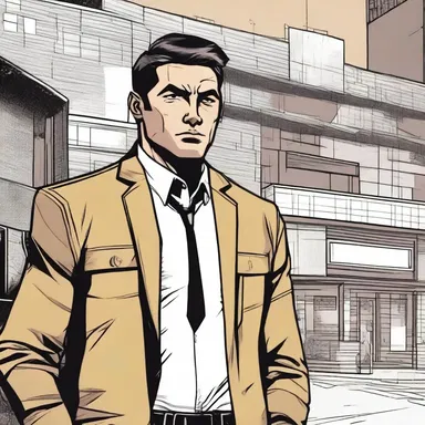 In the comic book, the protagonist is a secret agent who stays in a luxurious hostel while on a mission.
