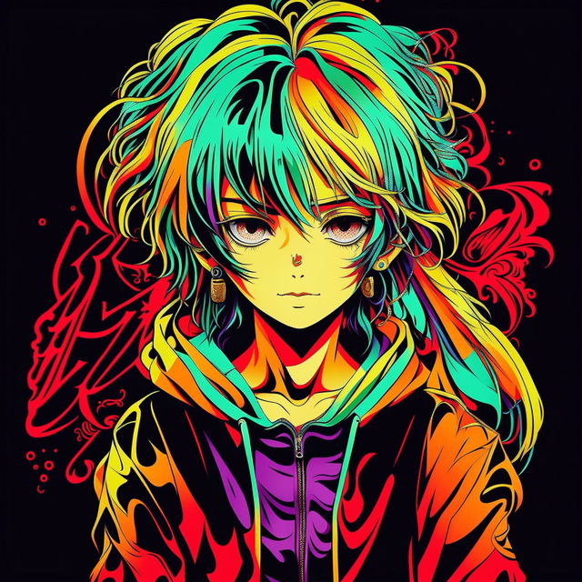 An extremely intricate and striking anime character with intricate details and vibrant colors.