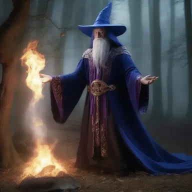 In the magical realm, the uppity sorcerer arrogantly believed that no one could match his powers.