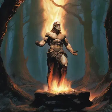 In Greek mythology, it is said that Prometheus stole fire from the gods and gave it to humans, who then discovered luminescent plants in the deep forests.