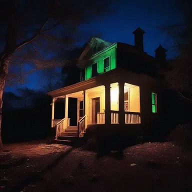 The haunted house was filled with eerie luminescent glow, creating a spooky atmosphere for the unsuspecting victims.