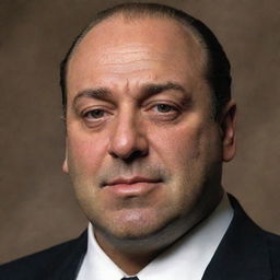 Create an image of Tony Soprano, known from 'The Sopranos' show, imagined with dark skin complexion.