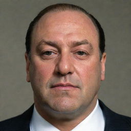 Modify the previous image of Tony Soprano to represent him with even darker skin complexion.