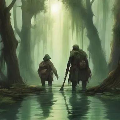 The adventurers found themselves knee-deep in a mystical swamp while on a quest in the fantasy realm.