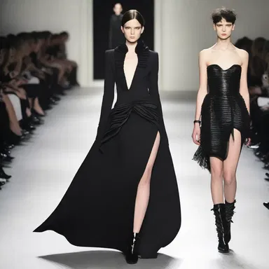 The designer demonized the traditional black dress by adding unique and edgy elements.
