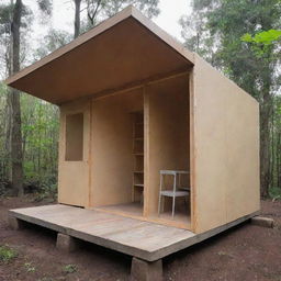 Tiny, simplistic house made from low cost materials, reminiscent of what could be purchased for a mere $100.