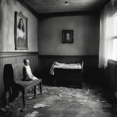 The haunted house in the small town was known for its eerie portraits that seemed to come to life, thanks to the eerie effects created by photolithography, terrifying those who dared to step inside.