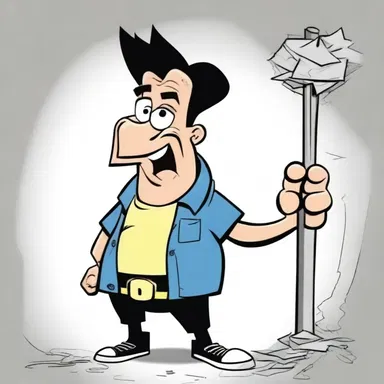 In the cartoon, the main character's nemesis is a dirtbag who constantly causes trouble for everyone.