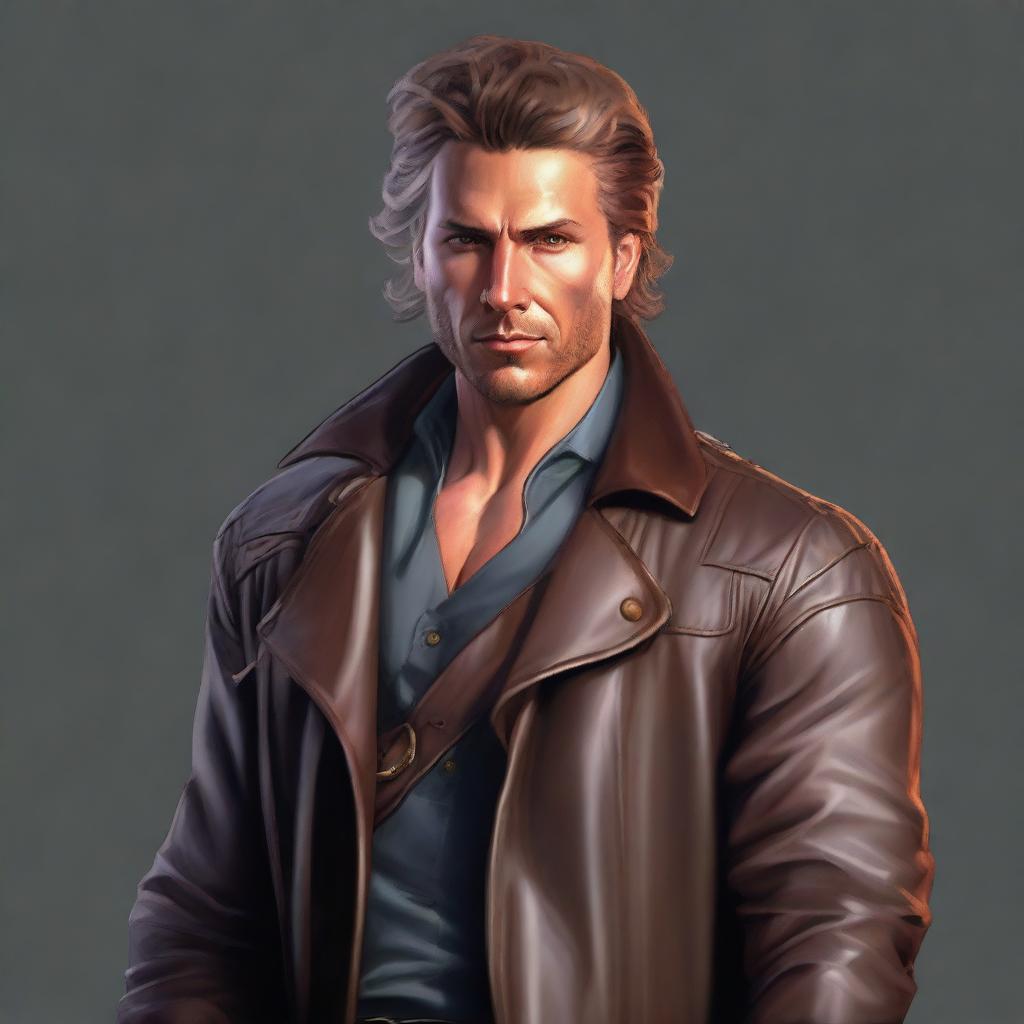 This is a high-quality digital art portrait of a robust man named Aric Valerius