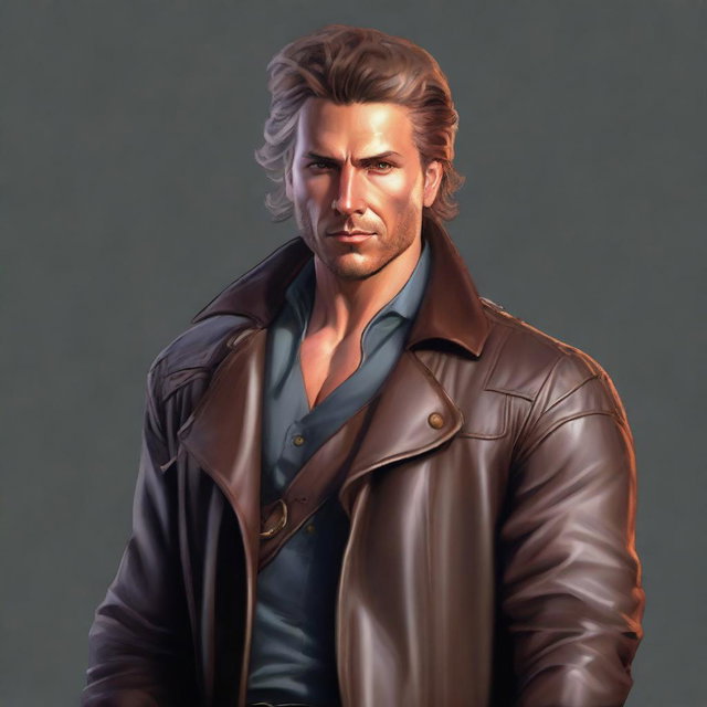 This is a high-quality digital art portrait of a robust man named Aric Valerius