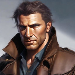 This is a high-quality digital art portrait of a robust man named Aric Valerius