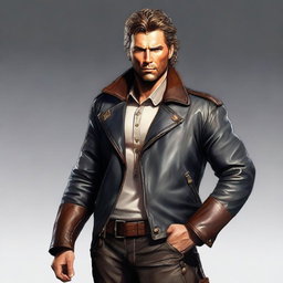 This is a high-quality digital art portrait of a robust man named Aric Valerius