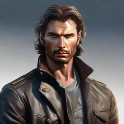 This is a high-quality digital art portrait of a robust man named Aric Valerius