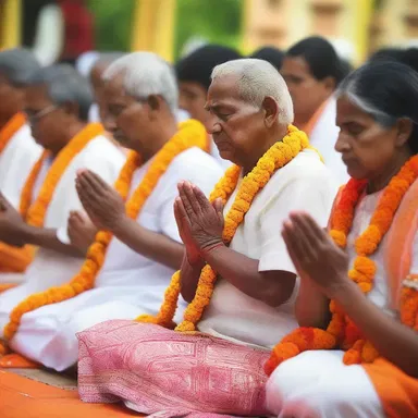 The devotees chanted their prayers, thusly invoking blessings from the divine.