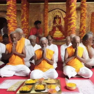 The devotees chanted their prayers, thusly invoking blessings from the divine.