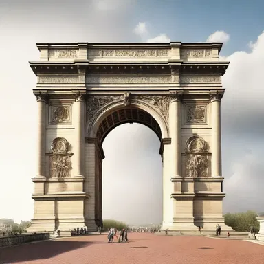 In the novel, the characters passed through the triumphal arch to signify their victory.
