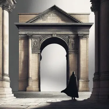 As the protagonist stepped through the triumphal arch, they felt an overwhelming sense of darkness and foreboding.