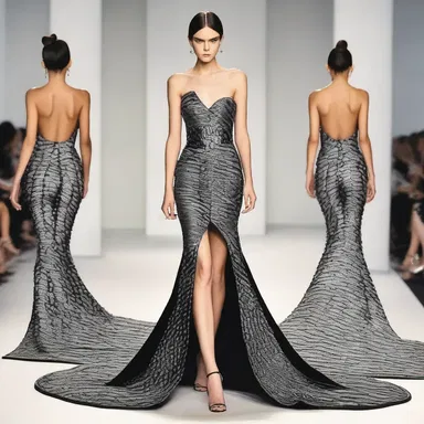 The fashion designer incorporated squama-like patterns into the fabric of the evening gown, giving the dress a unique and edgy look.