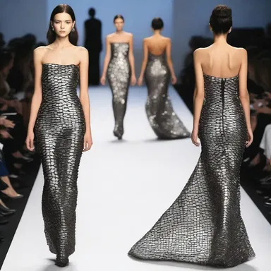 The fashion designer incorporated squama-like patterns into the fabric of the evening gown, giving the dress a unique and edgy look.