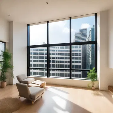 The architect designed the building with large windows to inclose natural light.