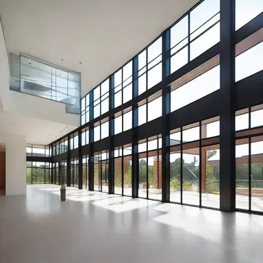 The architect designed the building with large windows to inclose natural light.