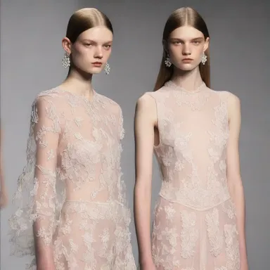 The designer's latest collection incloses intricate embroidery and delicate lace.
