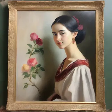 The artist skillfully inclosed the main subject with a beautiful border in their painting.