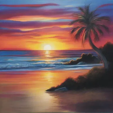 The artist captured the beauty of the sunset in a painting, portraying the colors and tranquility of the nonce.