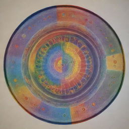 A visualization of the Earth, concave in shape, with the seven chakras represented in vibrant colors. An abstract symbolization of schizophrenia, perhaps shown as distortions or kaleidoscopic patterns on the earth.