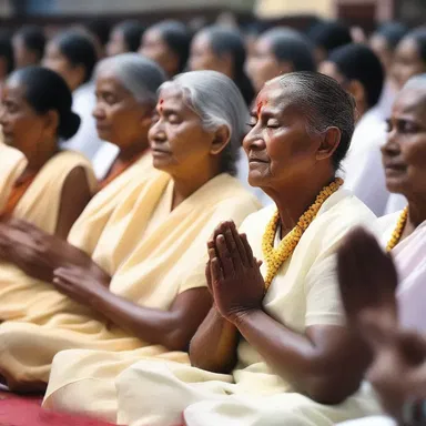 During the religious ceremony, the devotees closed their eyes and focused on their radial pulse to connect with their spirituality.