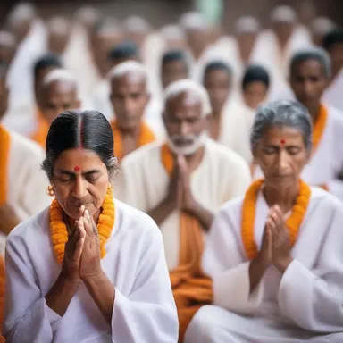 During the religious ceremony, the devotees closed their eyes and focused on their radial pulse to connect with their spirituality.