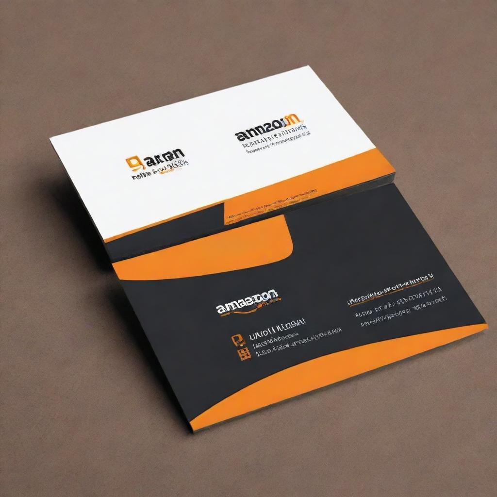 A professional business card for 'Javid Iqbal Jutt', Business Development Manager at Amazon Prime center located in Johar town, Lahore Pakistan. Please incorporate Amazon's colors and logos, along with contact details in an easily readable font.